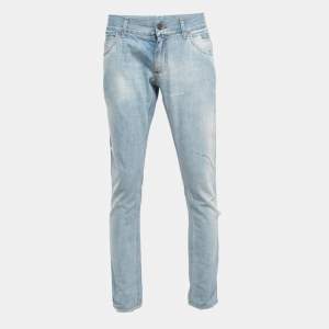 Pre Owned Dolce & Gabbana Blue Ripped Denim 14 Jeans L Waist 34"