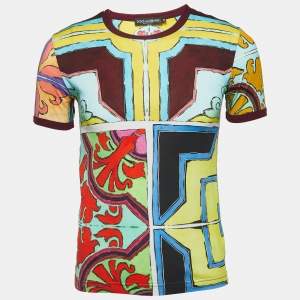 Pre Owned Dolce & Gabbana Multicolor Print Cotton Crewneck T-Shirt XS