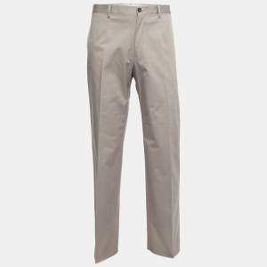 Pre Owned Dolce & Gabbana Grey Stretch Cotton Trousers L