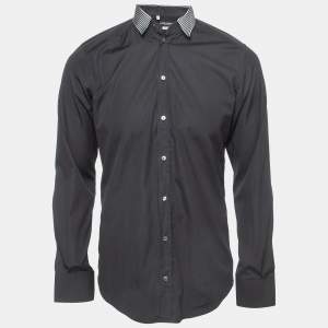Pre Owned Dolce & Gabbana Black Cotton Button Front Gold Shirt L