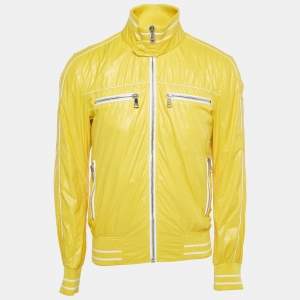 Pre Owned Dolce & Gabbana Yellow Nylon Zip Front Bomber Jacket M