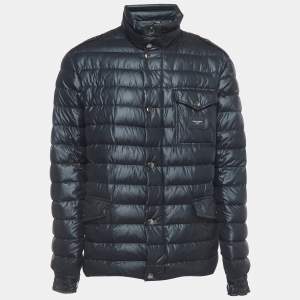 Pre Owned Dolce & Gabbana Navy Blue Quilted Nylon Blend Zip Front Down Jacket XXL