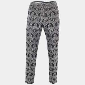 Pre Owned Dolce & Gabbana Monochrome Textured Jacquard Tailored Pants M
