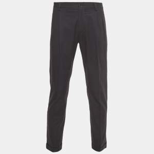 Pre Owned Dolce & Gabbana Black Cotton Regular Fit Pants M