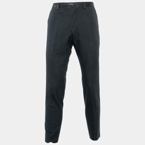 Pre Owned Dolce & Gabbana Black Cotton & Silk Tailored Pants M