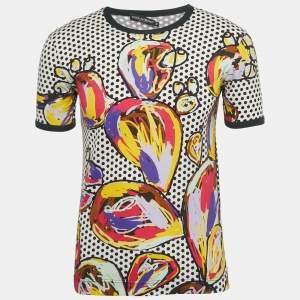 Dolce & Gabbana Multicolor Dotted & Scribbled Print Cotton Half Sleeve T-Shirt S