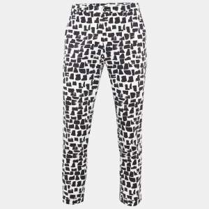 Pre Owned Dolce & Gabbana Monochrome Stroke Print Cotton Tapered Trousers M