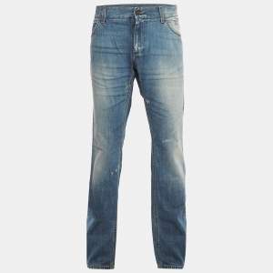 Pre Owned Dolce & Gabbana Blue Washed Denim Slim Fit Jeans XXL/Waist 40"