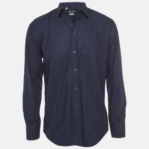 Pre Owned Dolce & Gabbana Dark Blue Cotton Martini Long Sleeve Shirt M