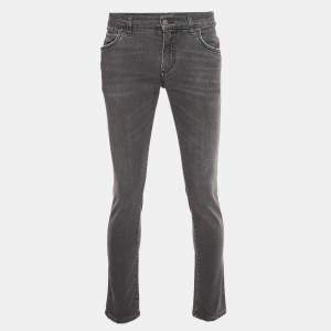Pre Owned Dolce & Gabbana Grey Washed Denim Skinny Jeans L Waist 34"