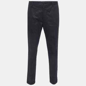 Pre Owned Dolce & Gabbana Black Contrast Trim Cotton Regular Fit Trousers XL