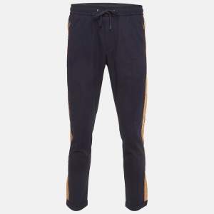 Pre Owned Dolce & Gabbana Navy Blue Cotton Drawstring Trousers S