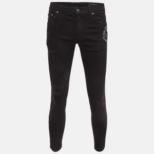 Pre Owned Dolce & Gabbana Black Distressed Denim Jeans M Waist 32"