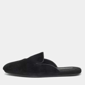 Dolce & Gabbana Black Velvet Slip On Mules Size 42 