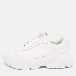 Dolce & Gabbana White Leather Daymaster Lace Up Sneakers Size 44