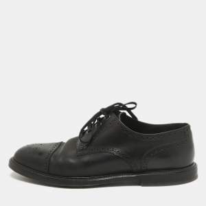 Dolce & Gabbana Black Brogue Leather Lace Up Derby Size 46