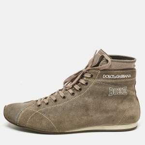 Dolce & Gabbana Grey Suede High Top Sneakers Size 43.5