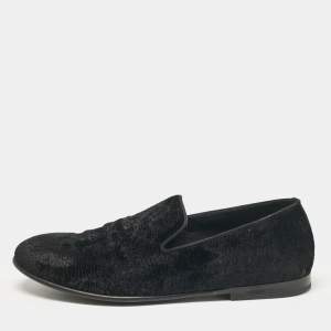 Dolce & Gabbana Black Velvet Smoking Slippers Size 41