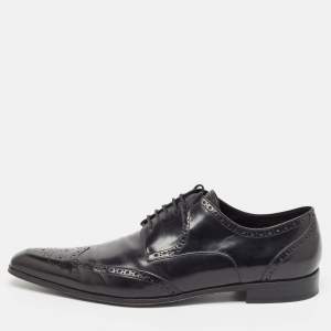Dolce & Gabbana Black Leather Pointed Toe Derby Size 43.5