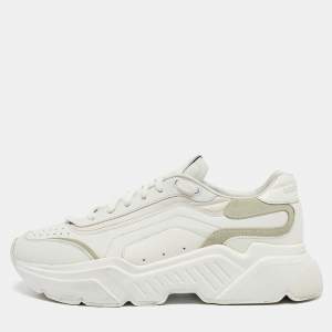 Dolce & Gabbana White/Pink Leather Daymaster Sneakers Size 41.5