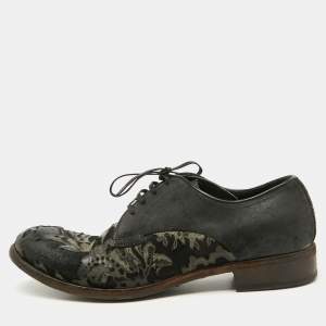 Dolce & Gabbana Black Floral Suede Lace Up Derby Size 41