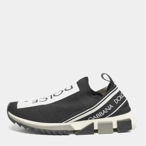 Pre Owned Dolce & Gabbana Black/White Mesh Sorrento Slip On Sneakers Size 44