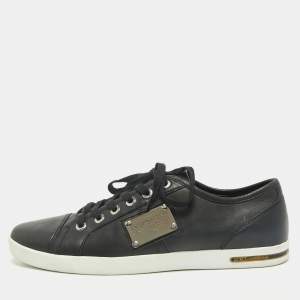 Dolce & Gabbana Black Leather Low Top Sneakers Size 44