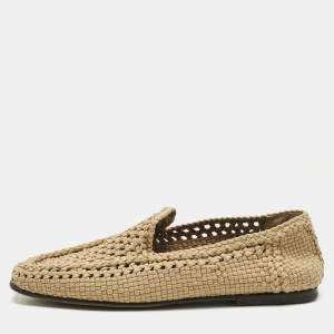 Pre Owned Dolce & Gabbana Beige Crochet Smoking Slippers Size 44