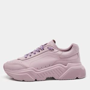 مملوكة مسبقًا Dolce & Gabbana Pink Leather Daymaster Sneakers Size 41