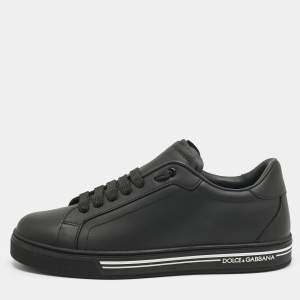 Pre Owned Dolce & Gabbana Black Leather Roma Low Top Sneakers Size 40