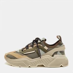 مملوكة مسبقًا Dolce & Gabbana Daymaster Multicolor Knit Fabric and Suede Sneakers Size 41 