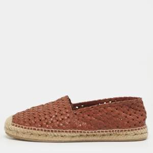 مملوكة مسبقًا Dolce & Gabbana Size 43 Brown Woven Leather Slip On Espadrilles