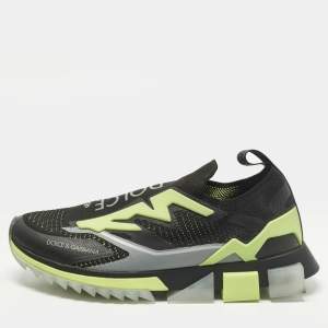 مملوكة مسبقًا Dolce & Gabbana Sorrento Size 44.5 Black Knit Fabric and Rubber Slip On Sneakers
