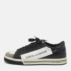 Pre Owned Dolce & Gabbana Size 42 Black Leather Low Top Sneakers
