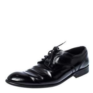 Pre Owned Dolce & Gabbana Black Leather Lace Up Oxfords Size 43