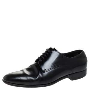 Pre Owned Dolce & Gabbana Black Leather Lace Up Derby Size 40.5