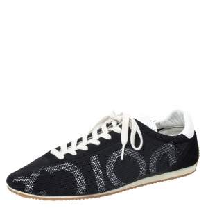 مملوكة مسبقًا Dolce & Gabbana Black/White Mesh and Suede Lace Low Top Sneakers Size 43
