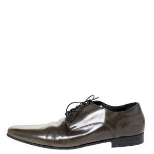 Dolce & Gabbana Olive Green Leather Oxfords Size 43