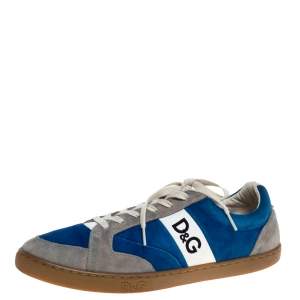 Dolce & Gabbana Blue/Grey Suede "Butterfly" Low Top Sneakers Size 45