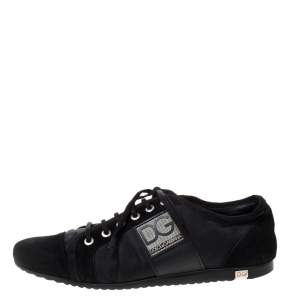 Dolce & Gabbana Black Nylon and Suede Lace Up Low Top Sneakers Size 42