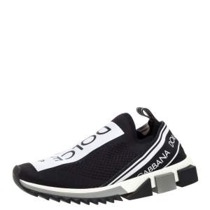 Dolce & Gabbana Black Stretch Fabric Sorrento Slip On Sneakers Size 42.5