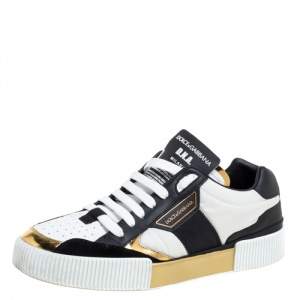  Dolce & Gabbana Tricolor Leather and Fabric Panelled Miami Trainer Sneakers Size 43