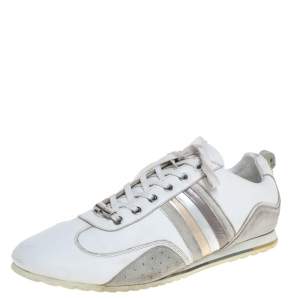 مملوكة مسبقًا Dolce & Gabbana White Leather Logo Sneakers Size 43.5