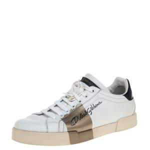 Pre Owned Dolce & Gabbana White Leather Portofino Sneakers Size 43
