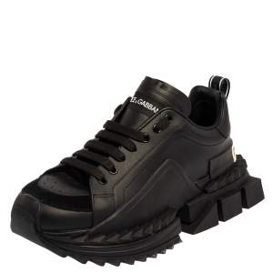 مملوكة مسبقًا Dolce & Gabbana Black Leather Super King Sneakers Size 42