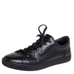 مملوكة مسبقًا Dolce & Gabbana Black Leather Low Top Sneakers Size 43
