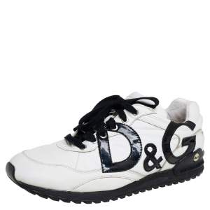 مملوكة مسبقًا Dolce &Gabbana Black/White Leather Low Top Sneakers Size 40