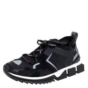 Pre Owned حذاء رياضي دولتشي أند غابانا سورينتو سويدي وقماش تريكو أسود مقاس 44