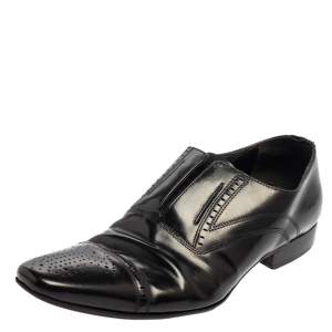 Dolce & Gabbana Black Leather Slip On Oxfords Size 41