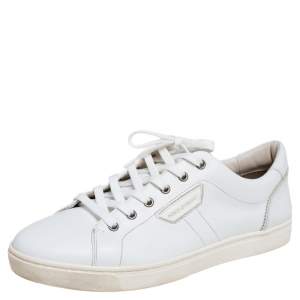 مملوكة مسبقًا حذاء رياضي دولتشي أند غابانا لندن جلد أبيض عنق منخفض مقاس 42  